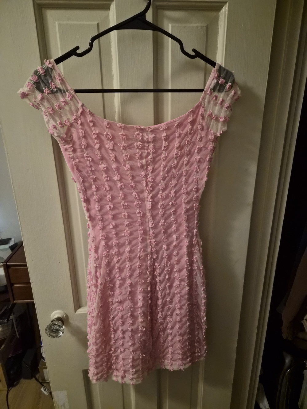 Betsey Johnson Pink Textured Mini Dress with Cap Sleeves